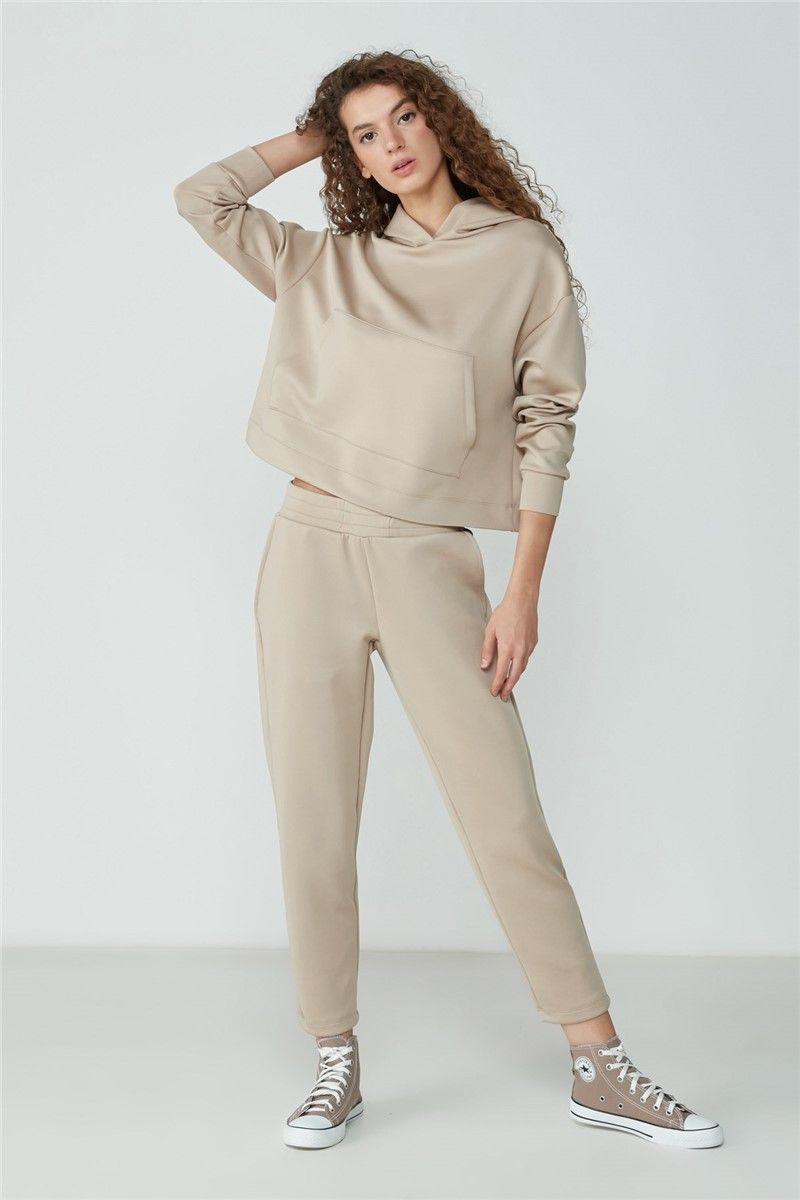 Women's Pajamas with Pants with Side Pockets 9103 - Dark Beige #364786