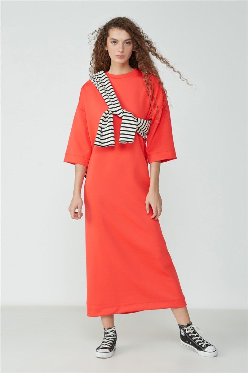 Women's Long Tunic Dress 9100 - Color Coral #364794