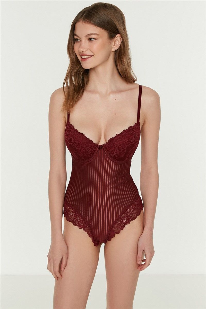 Women's Lace Bodysuit 5075 - Burgundy #334373