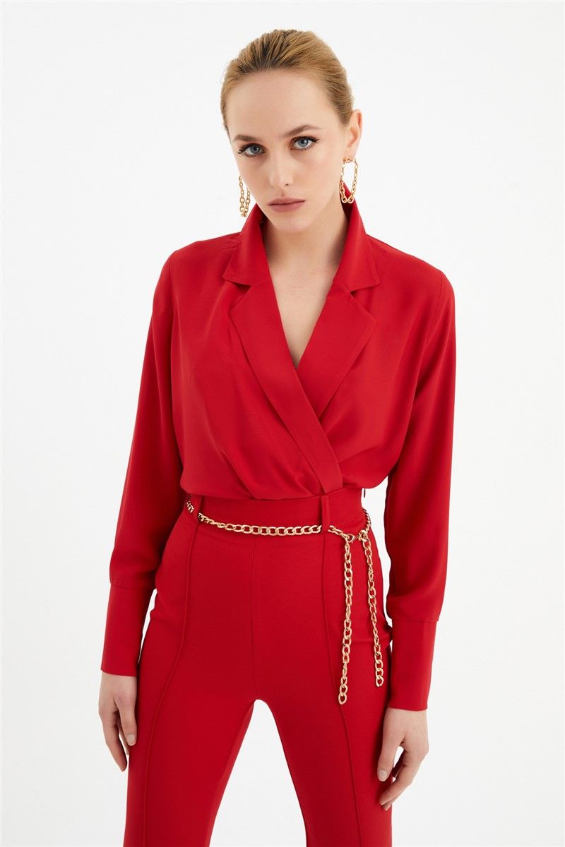 Women's body with lapel collar - Red #329212