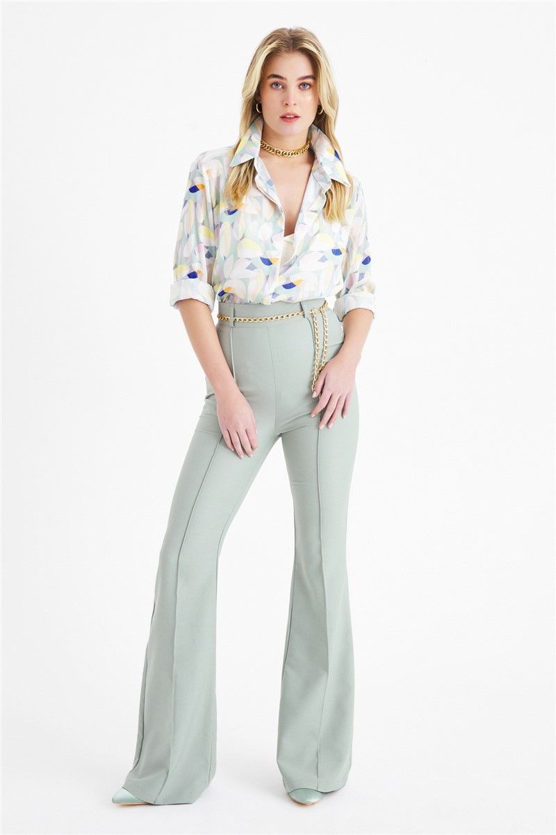 Women's high-waisted trousers - Mint #329563