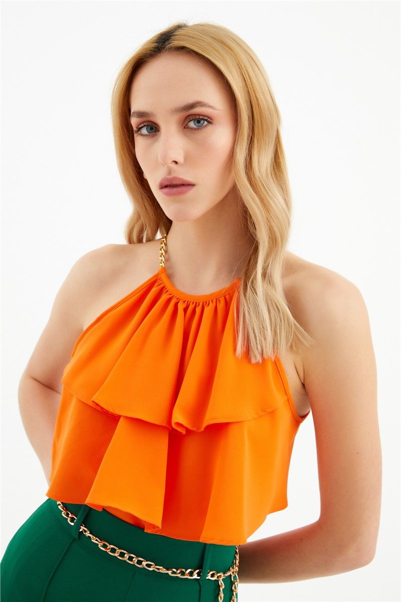 Women's blouse with ruffles - Orange #329189