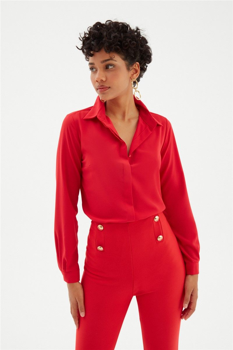 Ženska klasična košulja od šifona - crvena #334172