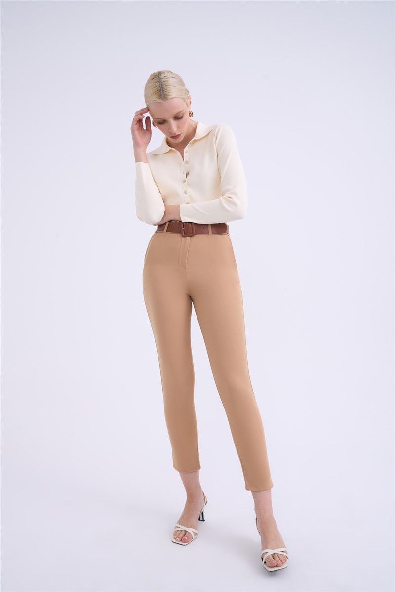 Pantalone donna con cintura - Marrone 316442