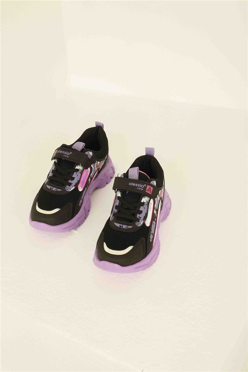 Dječje sportske cipele 31-35 - crne s ljubičastim #324812