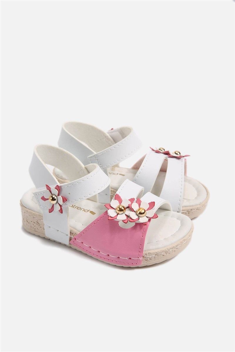Children's sandals 23-25 - Pink and White #329811