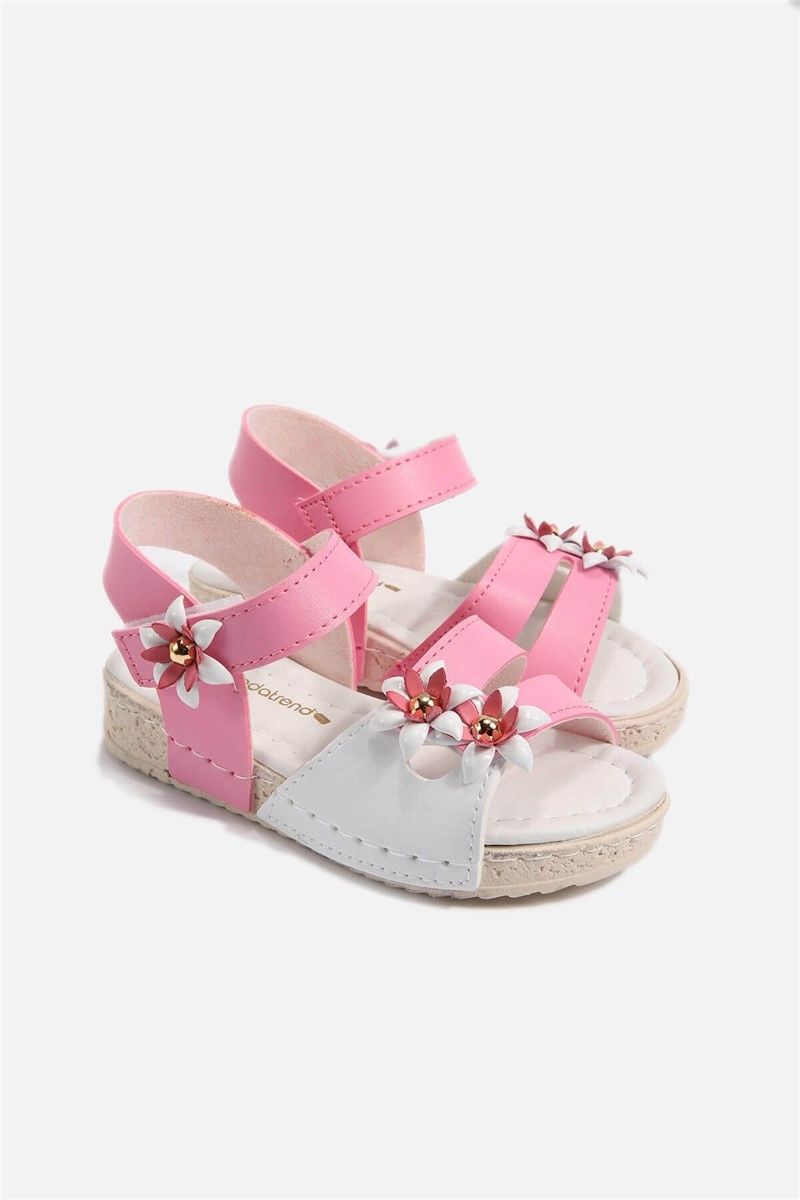 Children's sandals 26-29 - Pink and White #329809