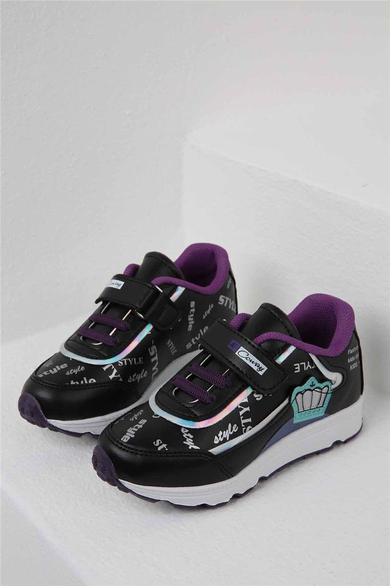 Children's sports shoes - Black with purple #321619