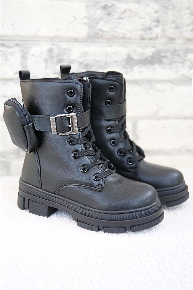 Kids Lace Up Boots - Black #358449
