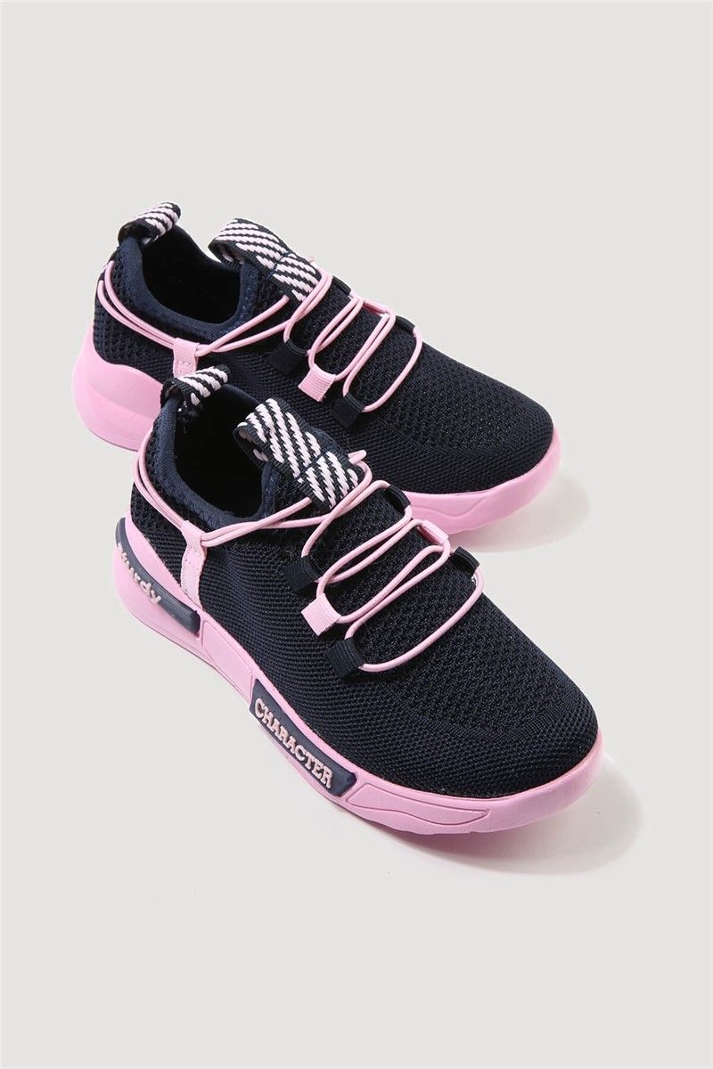 Children's sports shoes 31-35 - Dark blue with Pink #332271