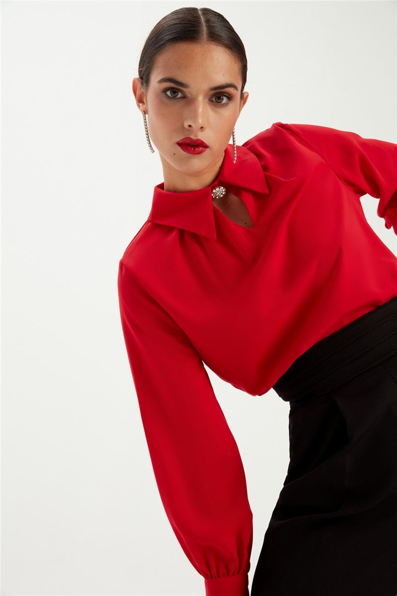 Women's blouse with collar accessory - Red #361176