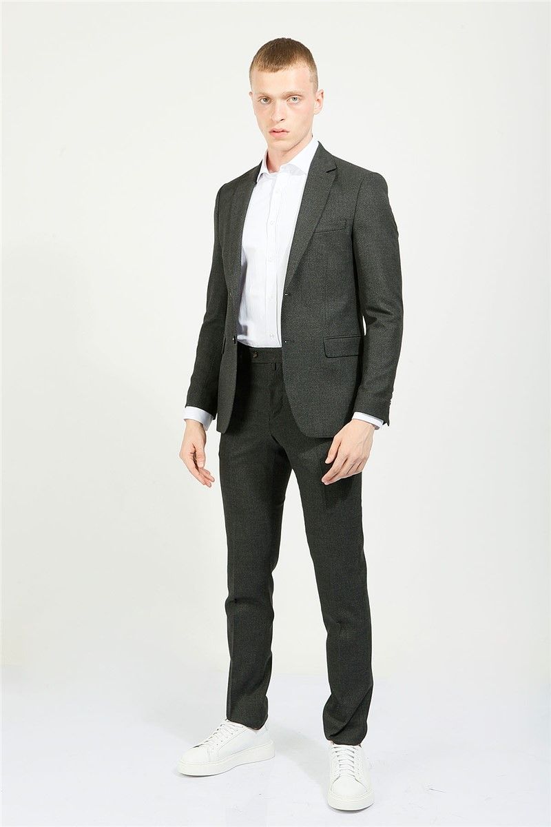 Muško Comfort Fit klasično odijelo - Sivo #357801