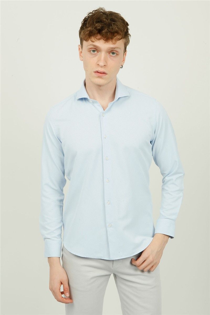 Men's Slim Fit Long Sleeve Shirt - Light Blue #323702