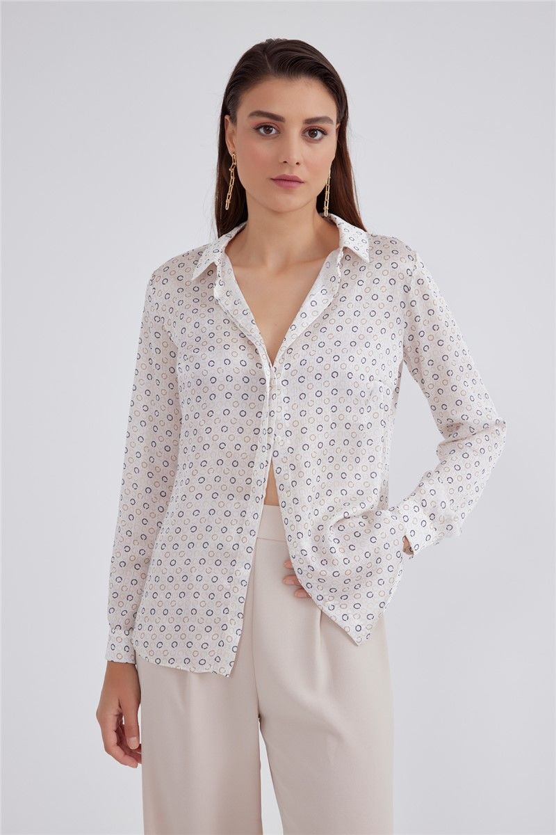 Sateen Women's Shirt - White, Grey #309449