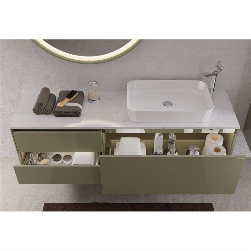 Creavit Flat Bathroom cabinet with worktop 160 cm - Dark green #344665