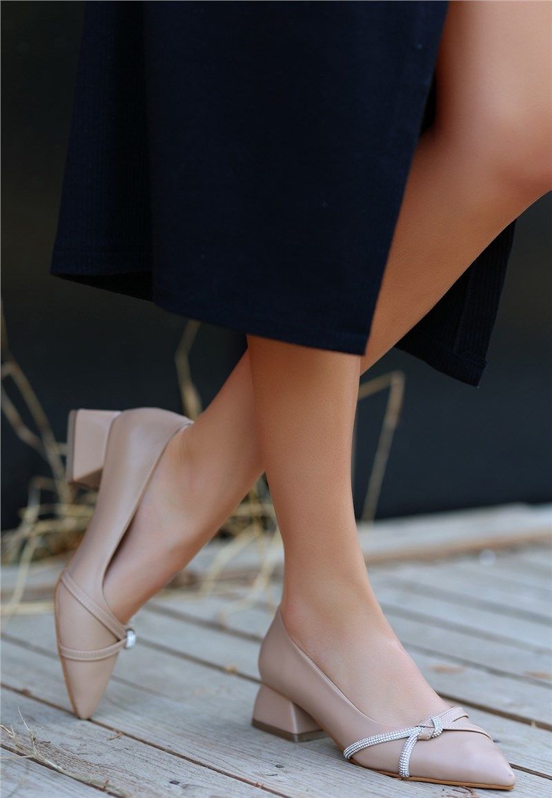Women's Heeled Shoes - Beige #406461