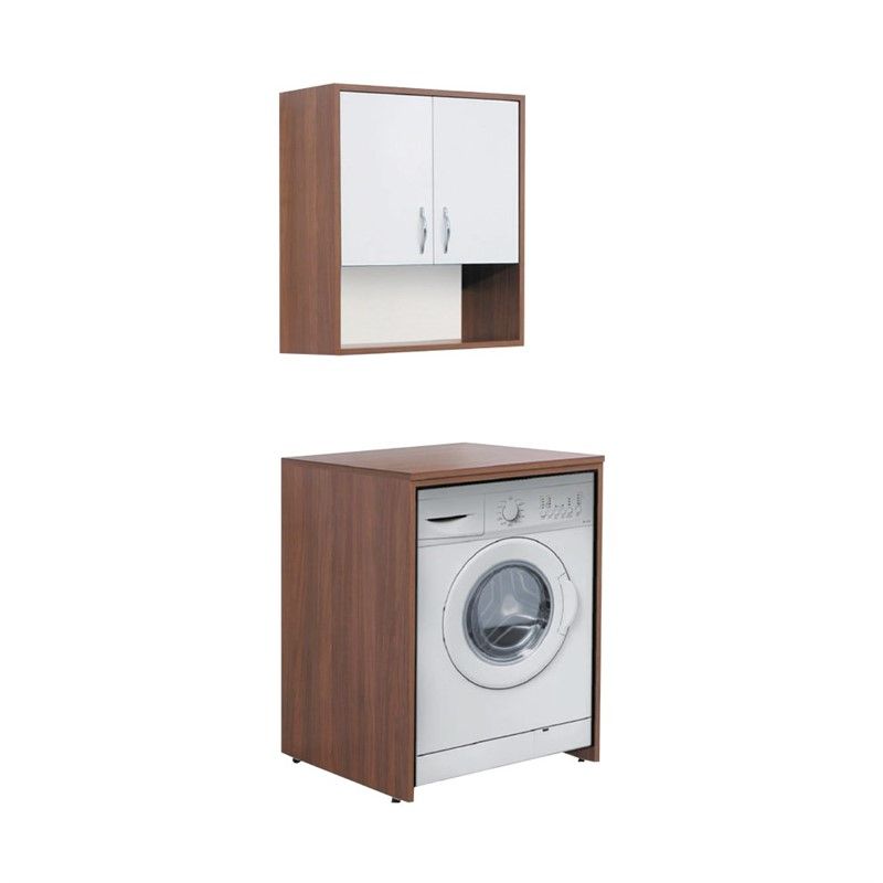 Denko Marmara Washing Machine Cabinet 65 cm - Light Walnut-White #337134