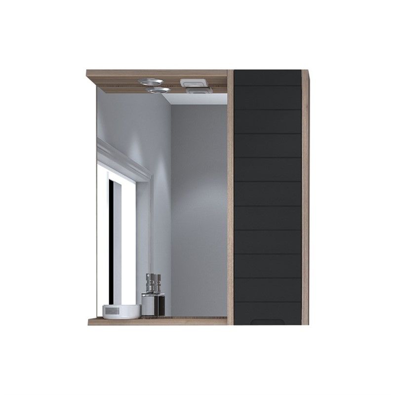 Denko Mostar Cabinet with Mirror 65 cm - Black-Brown #338507