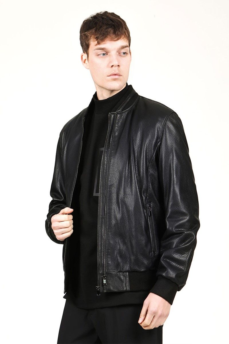 Muška jakna od prave kože - crna #319128
