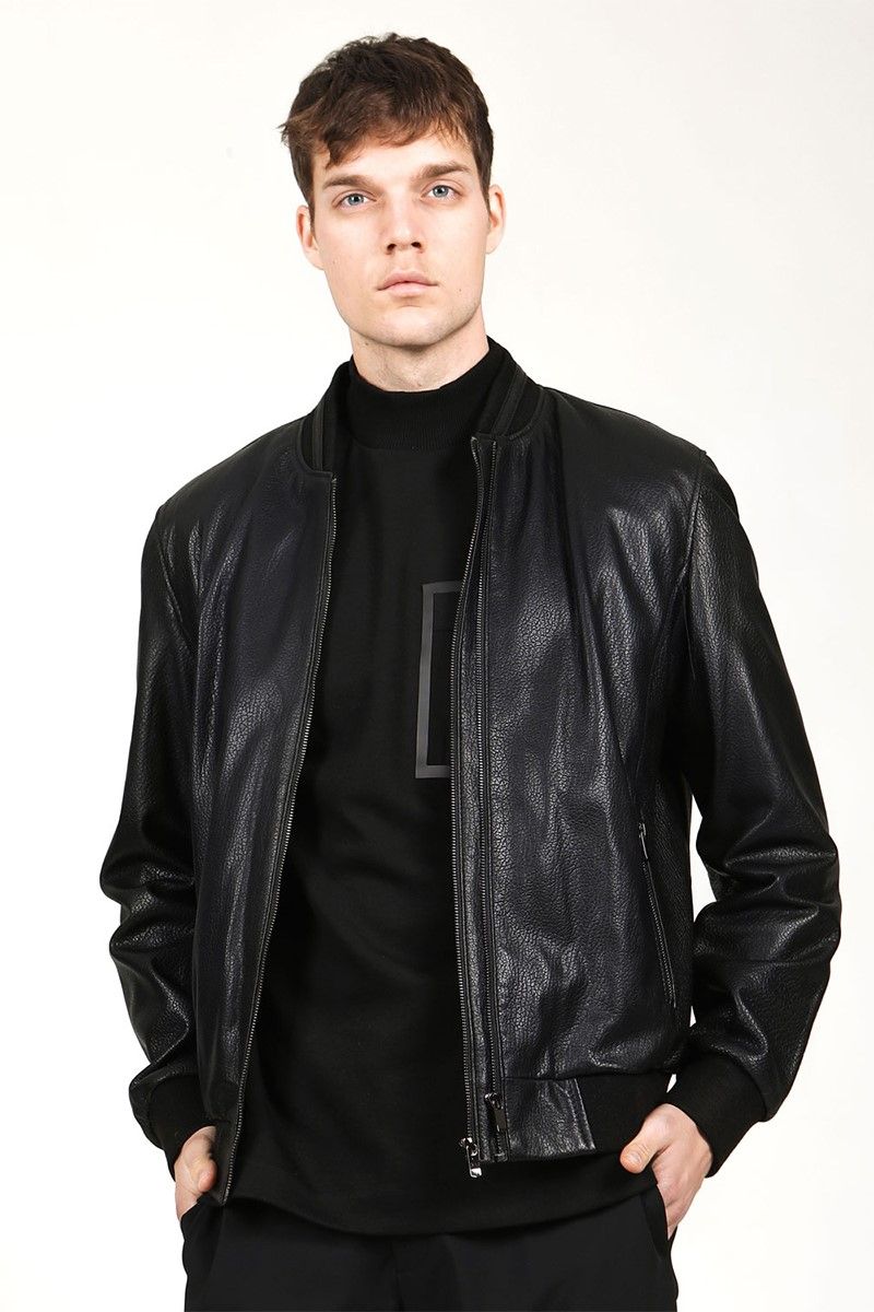 Férfi valódi bőr kabát - fekete #319130