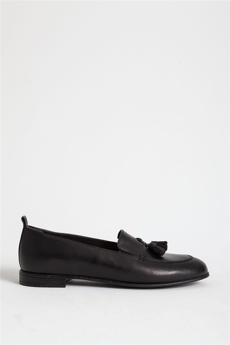 Women's Real Leather Loafers - Black #318905