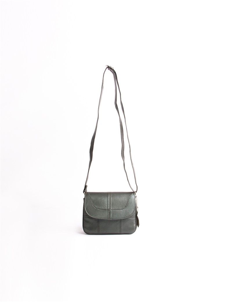 Leather Club Women's Leather Crossbody Bag - Metallic Grey #317311