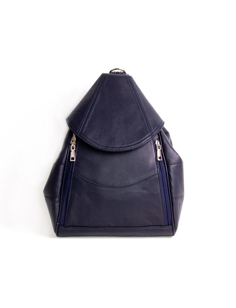 Ženski ruksak od prave kože 2053 - Tamno plava #317322