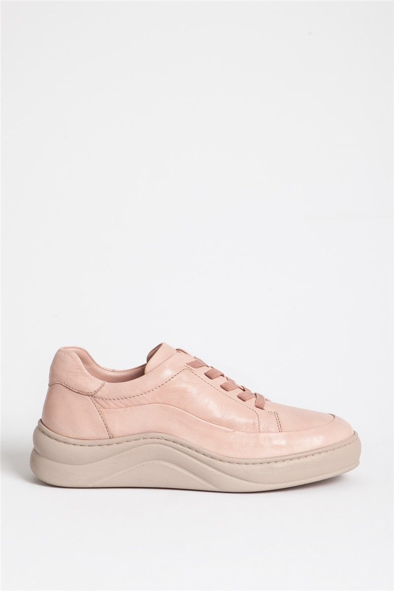 Women's Real Leather Trainers - Baby Pink #317531