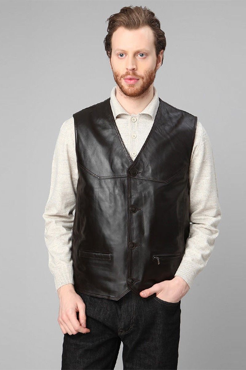 Men's leather vest 2245 - Black #317585