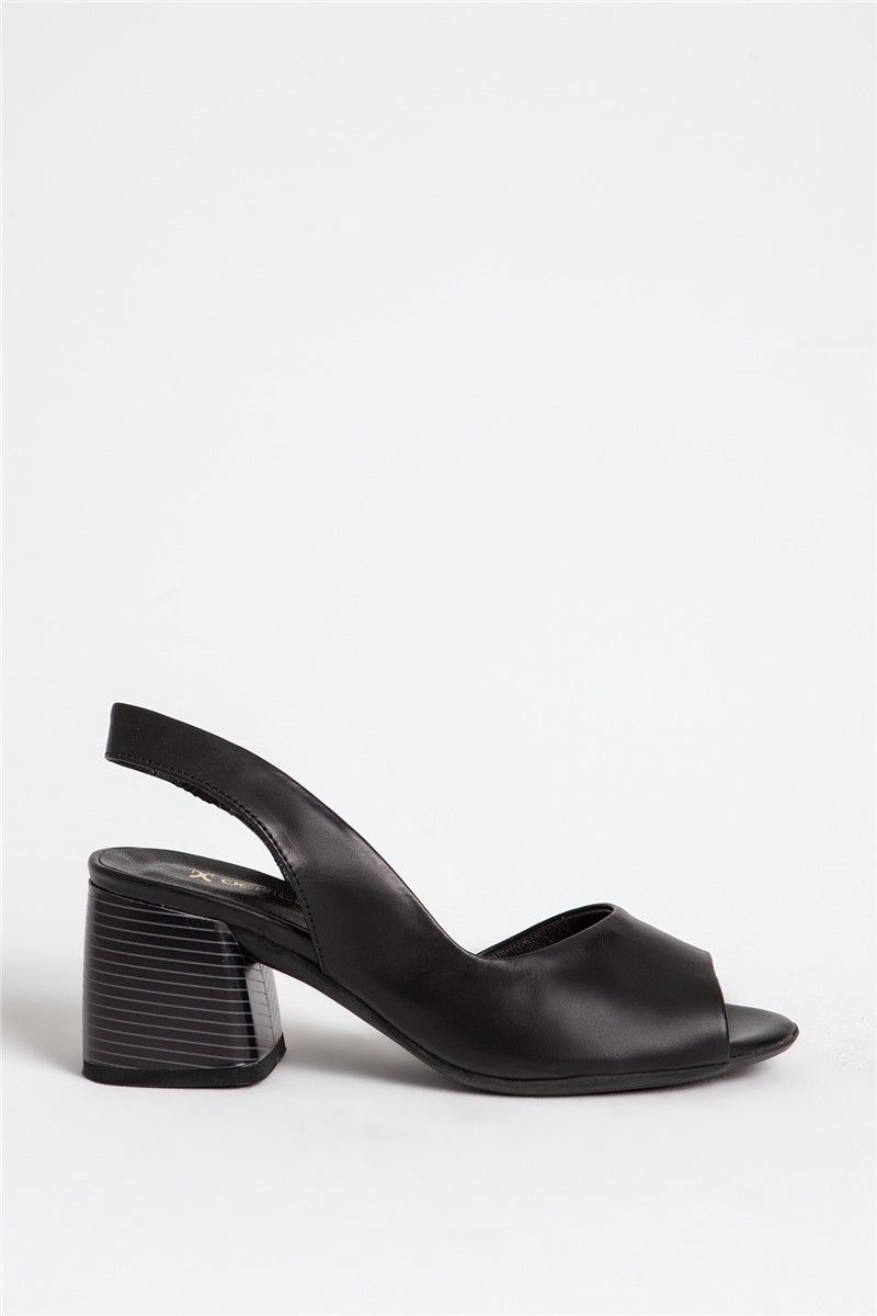 Women's Leather Sandals - Black #318756