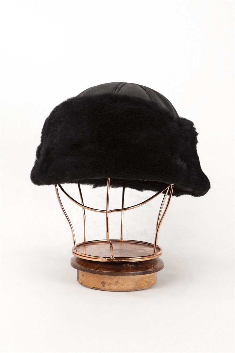 DERİCLUB Men's Genuine Leather Hat - Black #369881