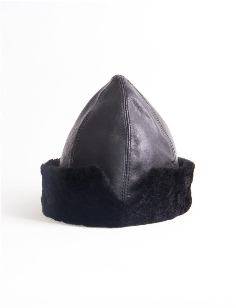 Men's leather hat - Black #318592