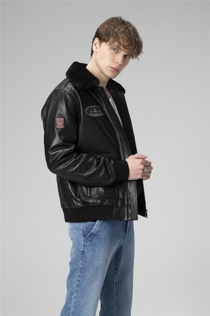 Men's genuine leather jacket - Black #358854
