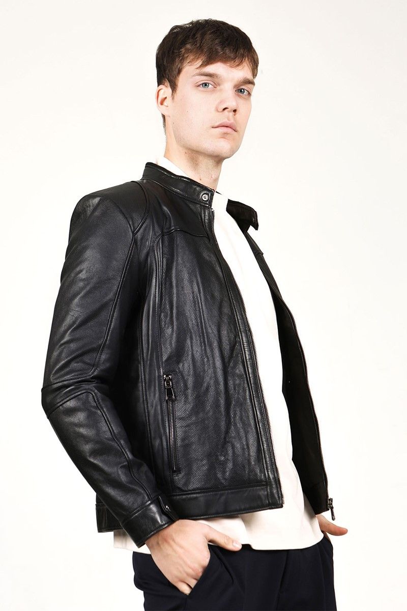 Men's Real Leather Jacket - Black #318384