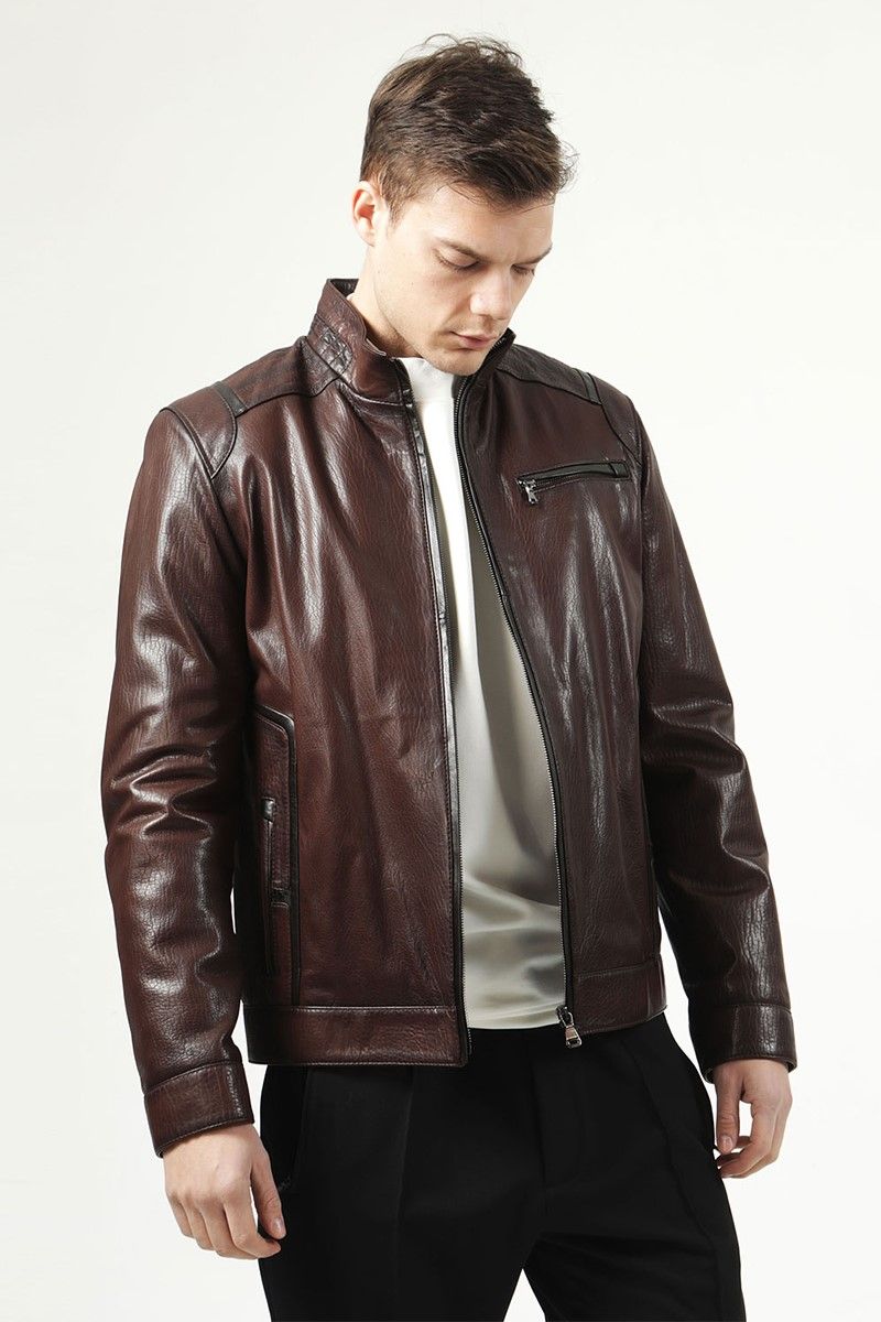 Men's Real Leather Jacket - Dark Brown #317663