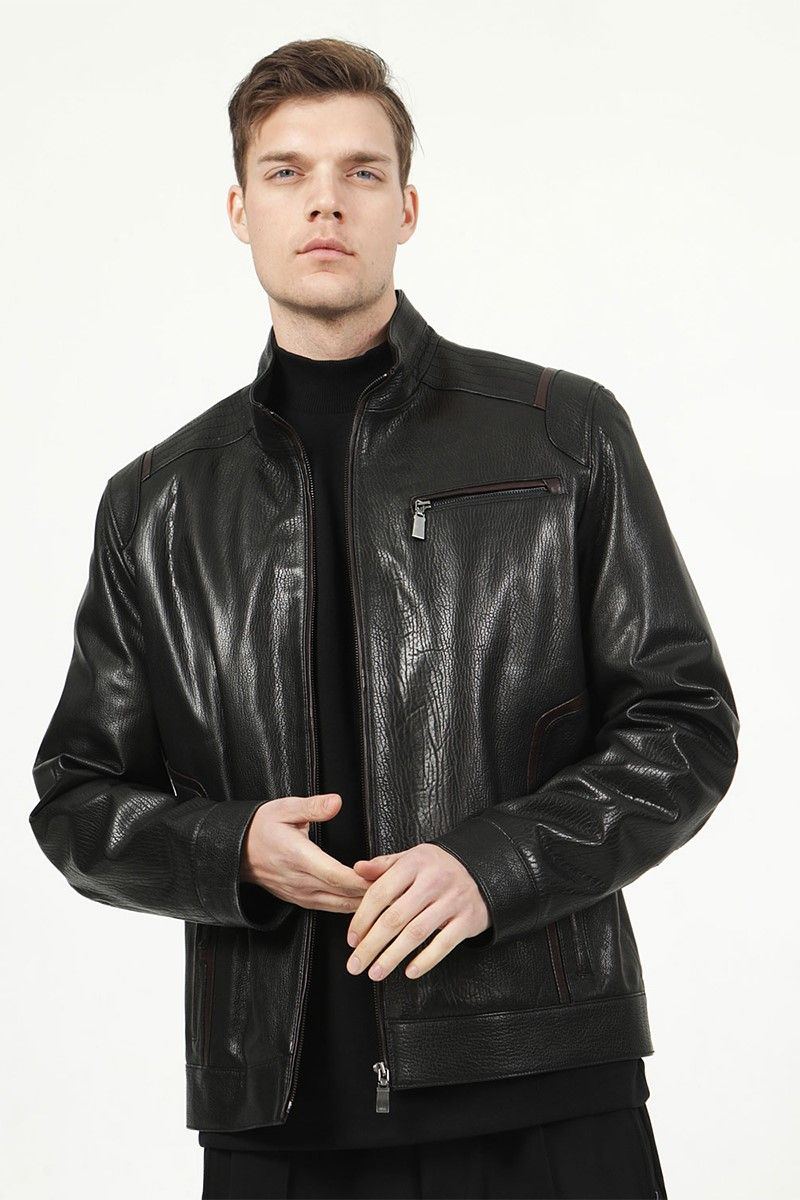 Muška jakna od prave kože E-1044 - crna #317668