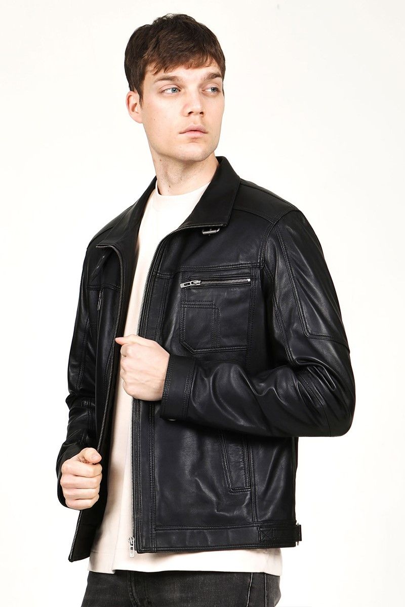Men's Real Leather Jacket - Black #317673