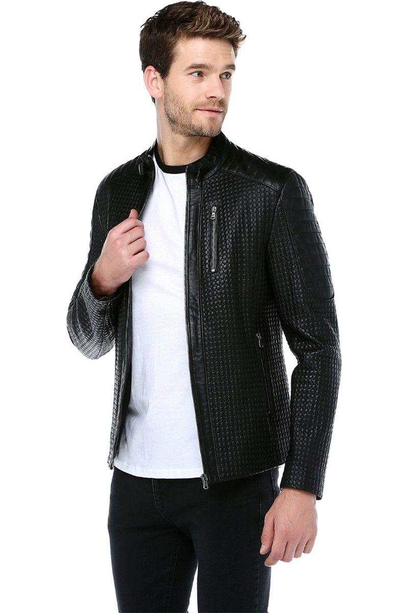 Muška jakna od prave kože E-1055 - crna #318206