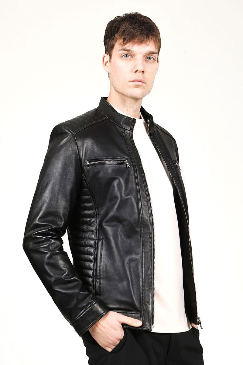 Muška jakna od prave kože E-1055/A - crna #317678