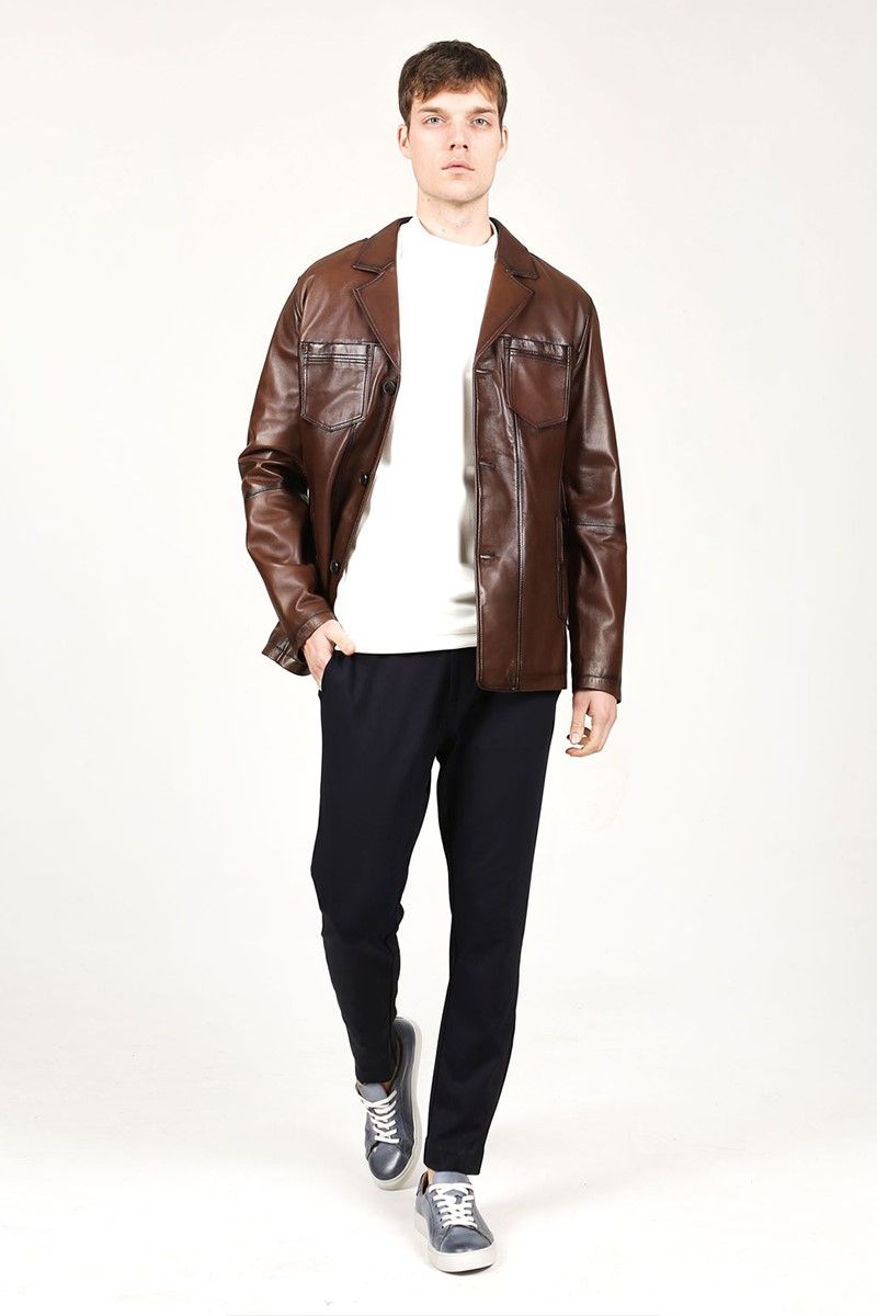 Men's Real Leather Jacket - Brown #318208