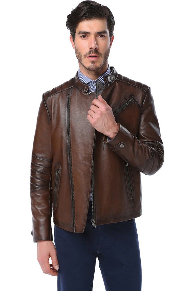 Men's Real Leather Jacket - Brown #318262