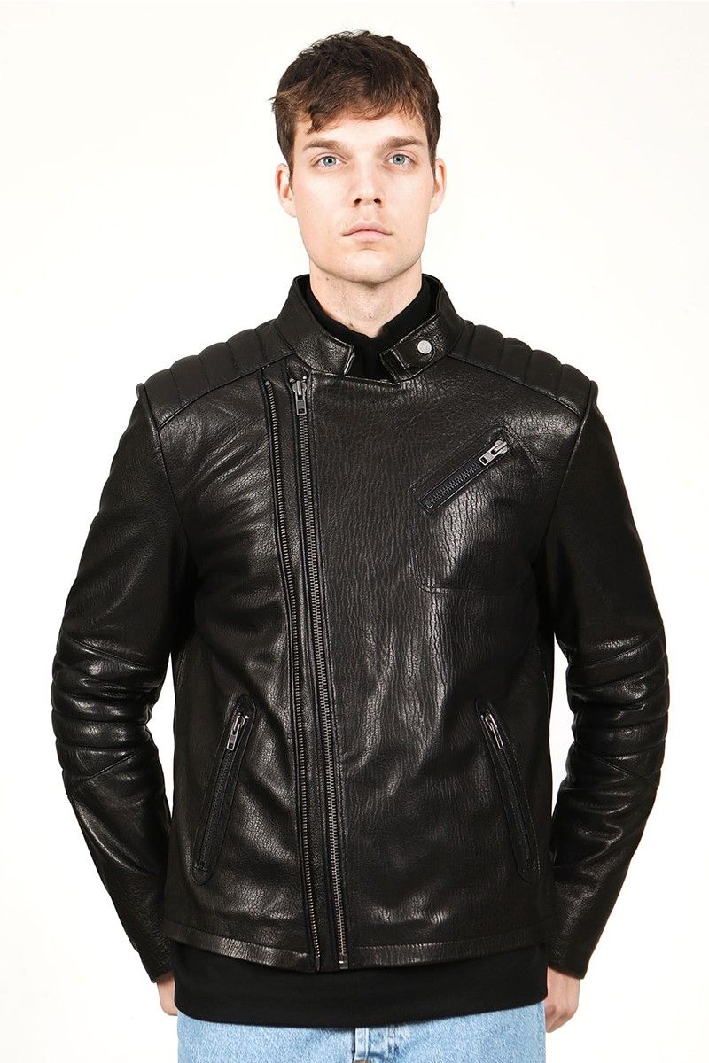 Men's Real Leather Jacket - Black #318258
