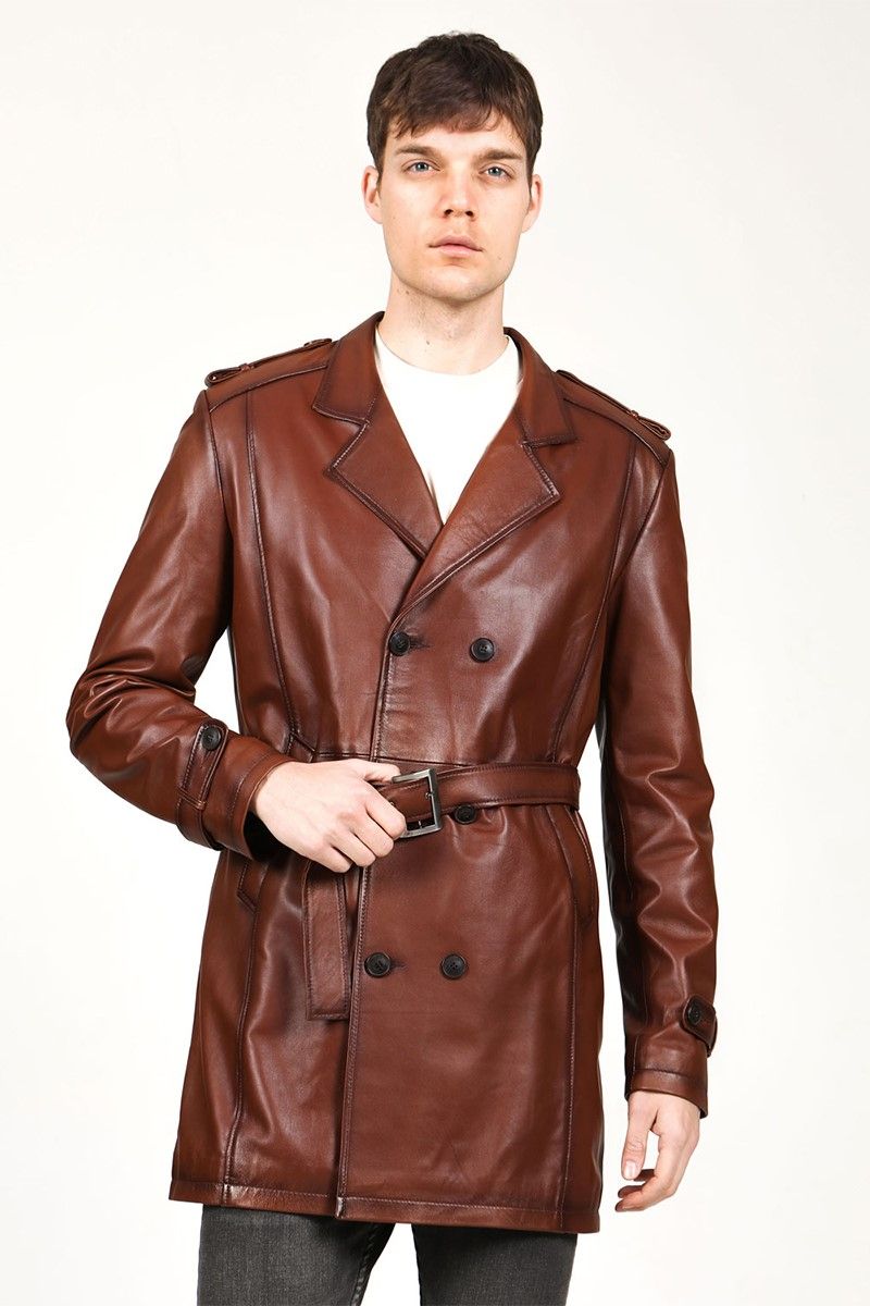 Men's Real Leather Jacket - Brown #318267