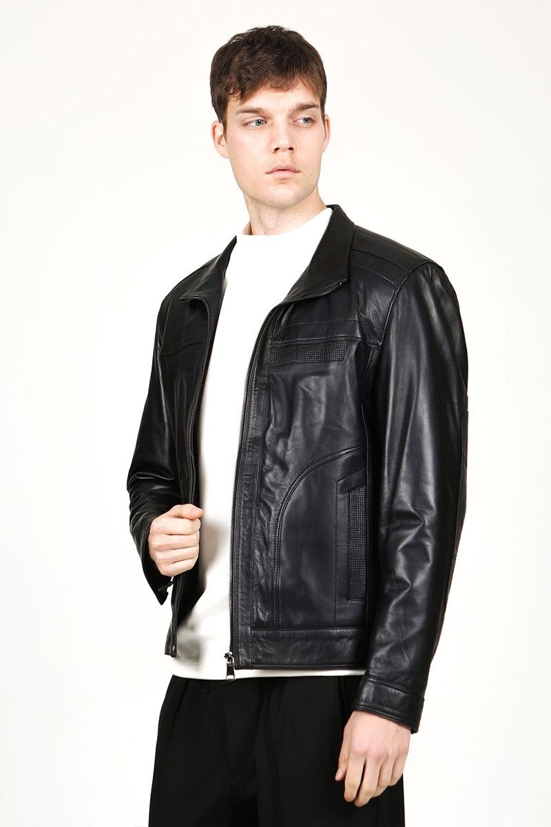 Muška jakna od prave kože E-1091 - crna #318271