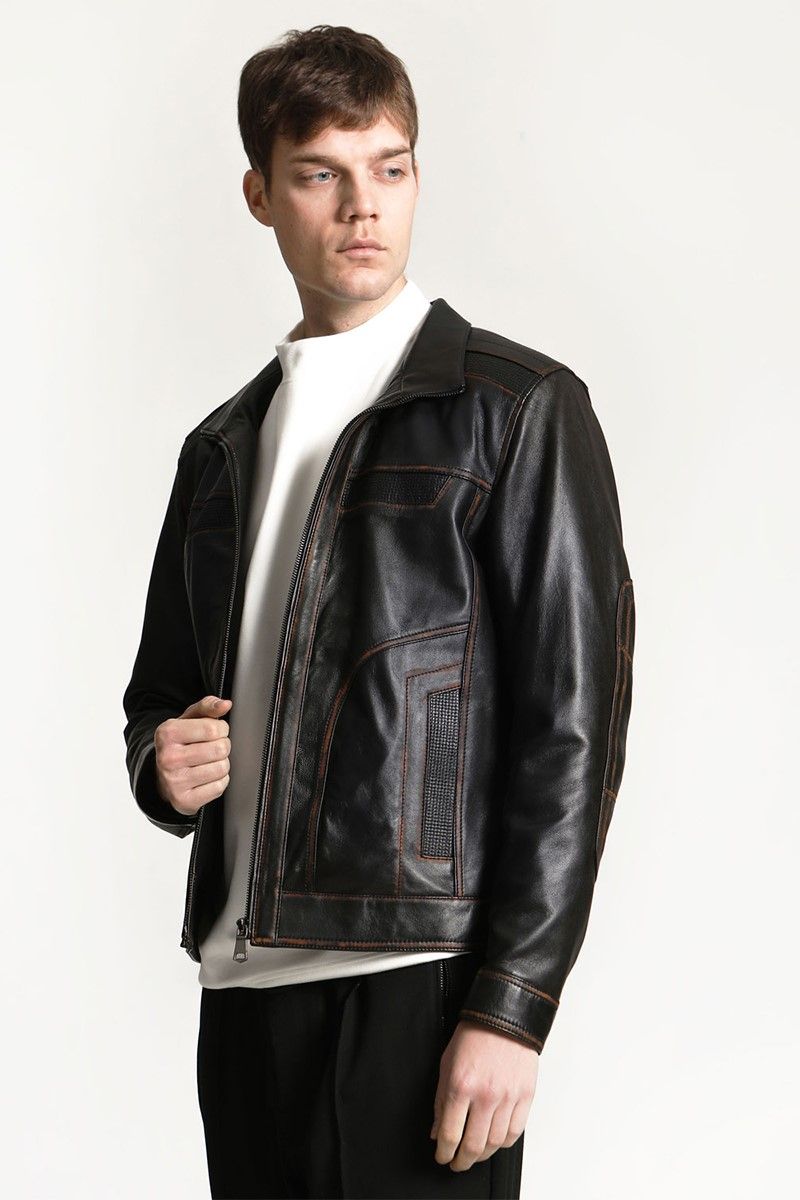Men's Real Leather Jacket - Black #318270