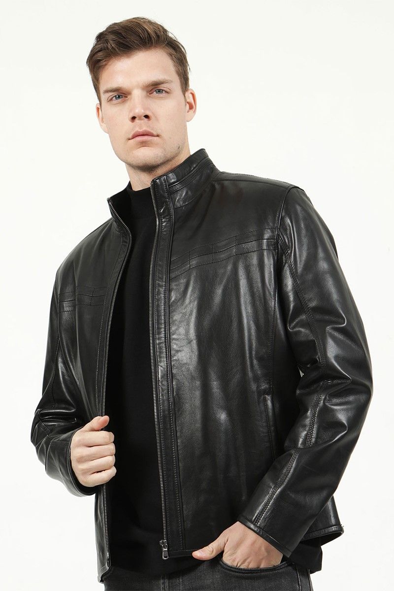 Men's leather jacket E-1097 - Black #318621
