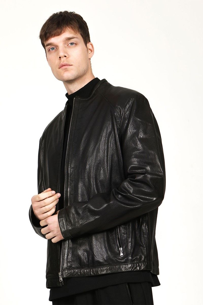 Muška jakna od prave kože E-1099 - crna #318631