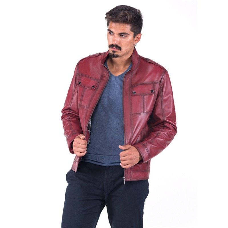 Men's leather jacket E-892 - Bordeaux #321314