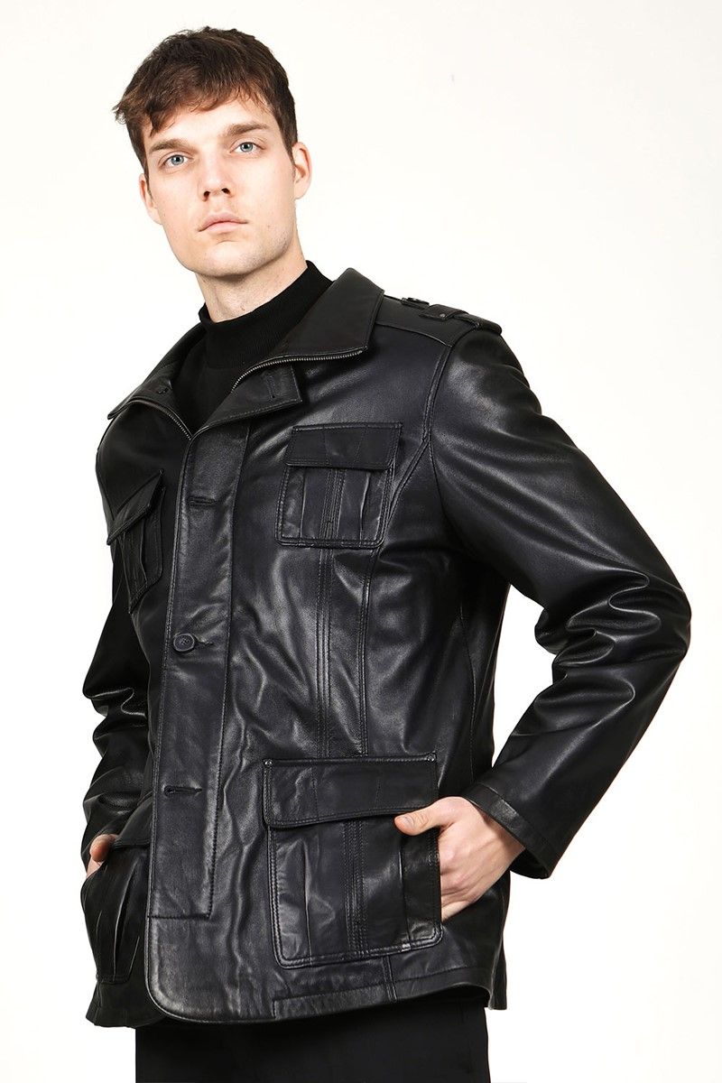 Men's Real Leather Jacket - Black #318679