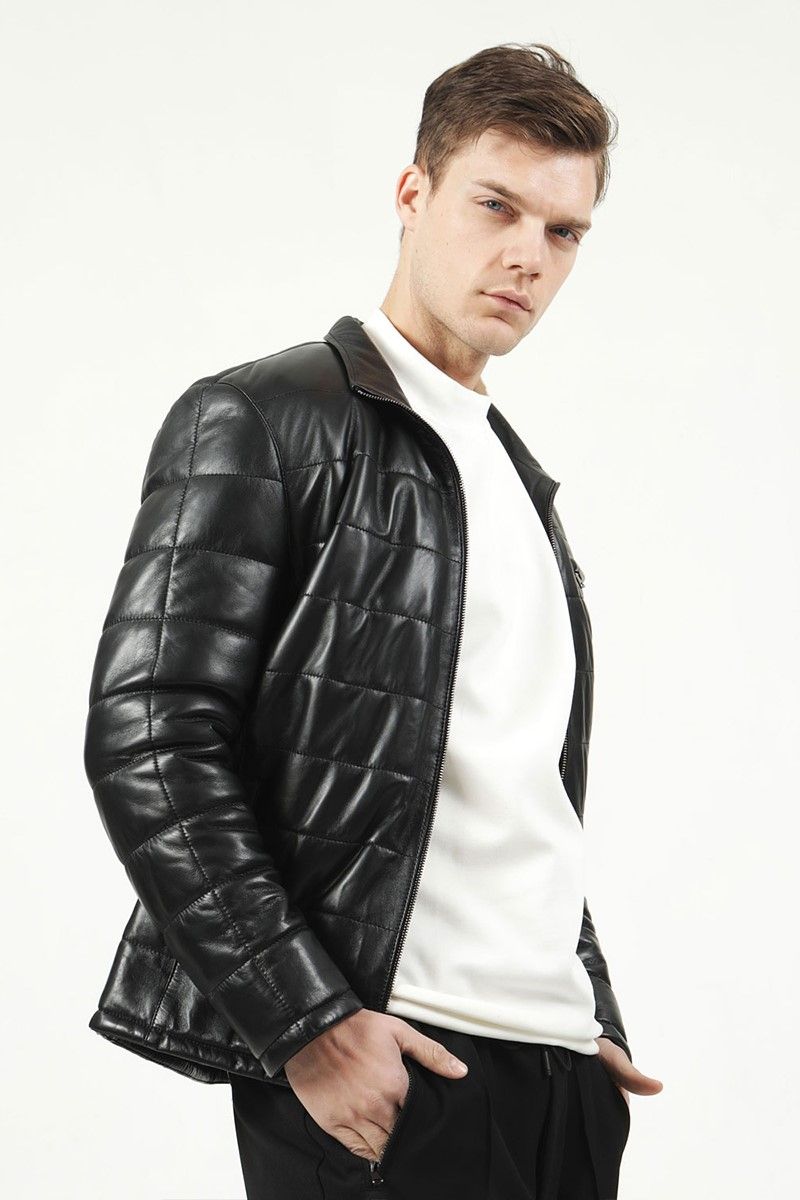 Men's Real Leather Jacket - Black #319068